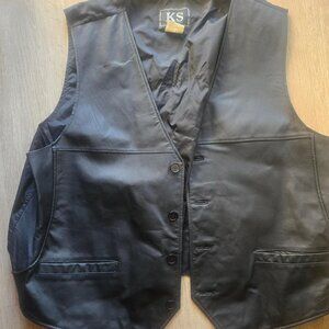 KS Black Leather Vest  size 3XL